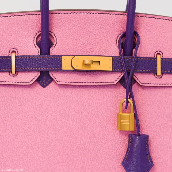 Hermes Birkin 30 HSS Rose Confetti & Anemone Chevre leather Brushed Gold Hardware - 2014, R Square - Exclusu