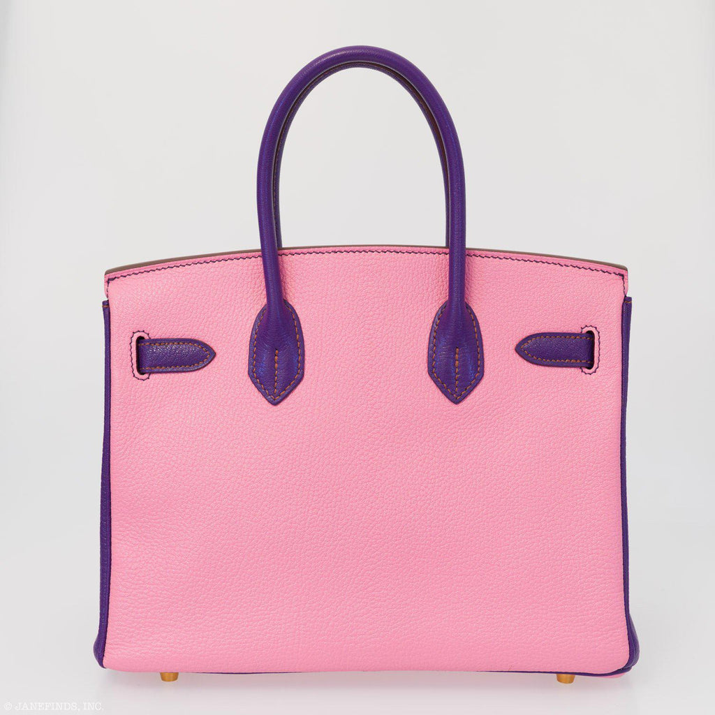 Hermes Birkin 30 HSS Rose Confetti & Anemone Chevre leather Brushed Gold Hardware - 2014, R Square - Exclusu