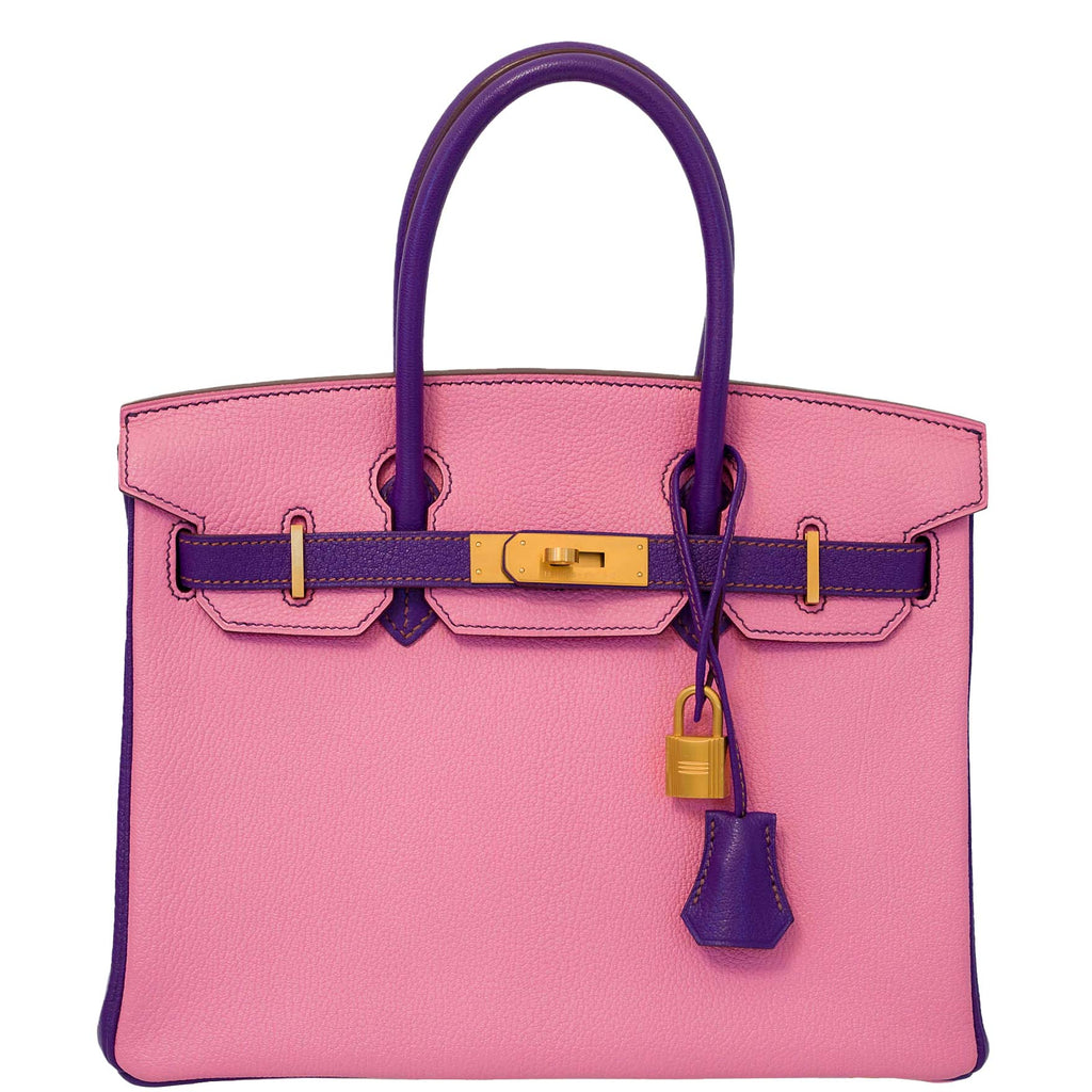 Hermes Birkin 30 HSS Rose Confetti & Anemone Chevre leather Brushed Gold Hardware - 2014, R Square - Exclusu