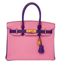 Hermes Birkin 30 HSS Rose Confetti & Anemone Chevre leather Brushed Gold Hardware - 2014, R Square - Exclusu