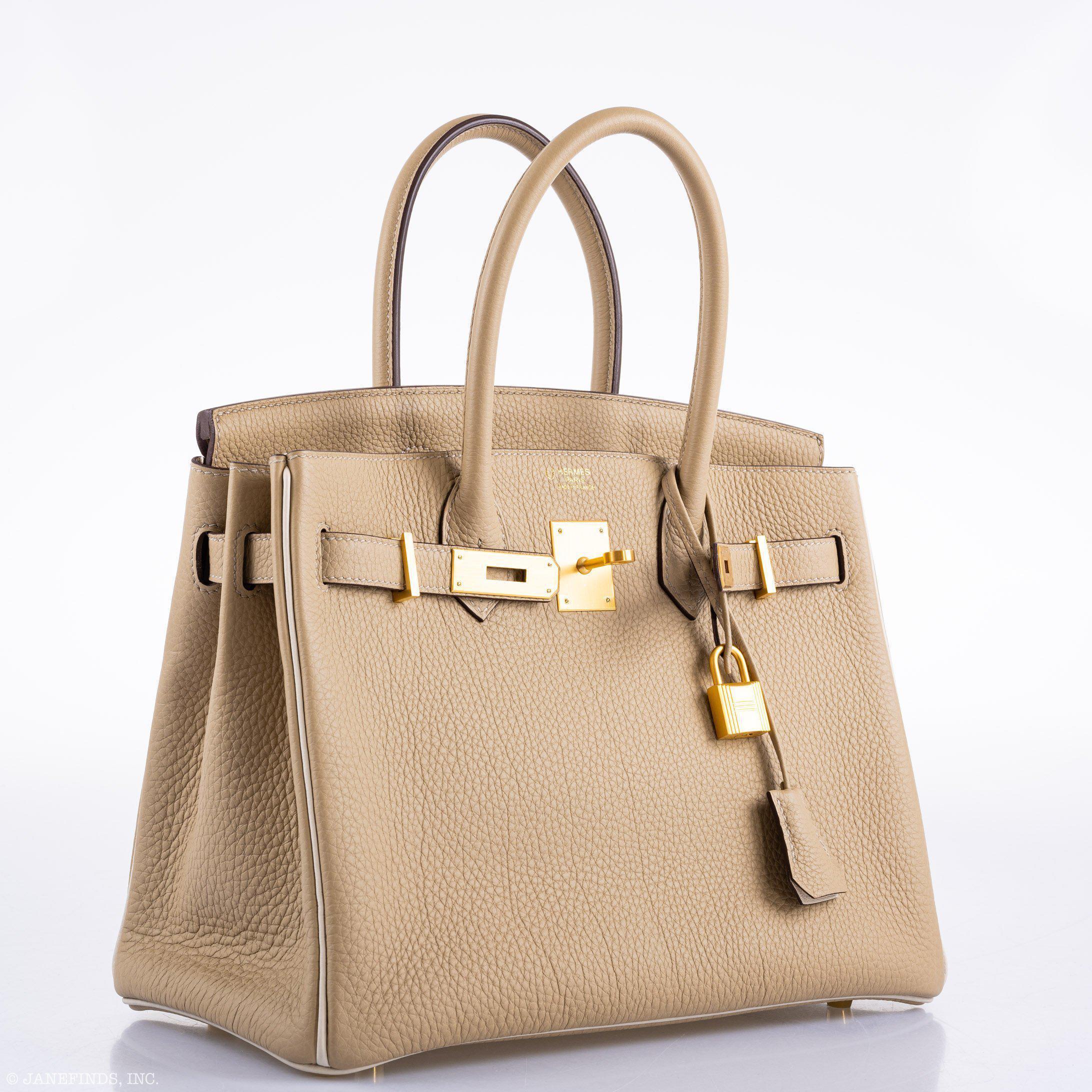 Hermes Birkin 30 HSS Trench & Craie Piping Togo Brushed Gold Hardware - 2016, X - Exclusu