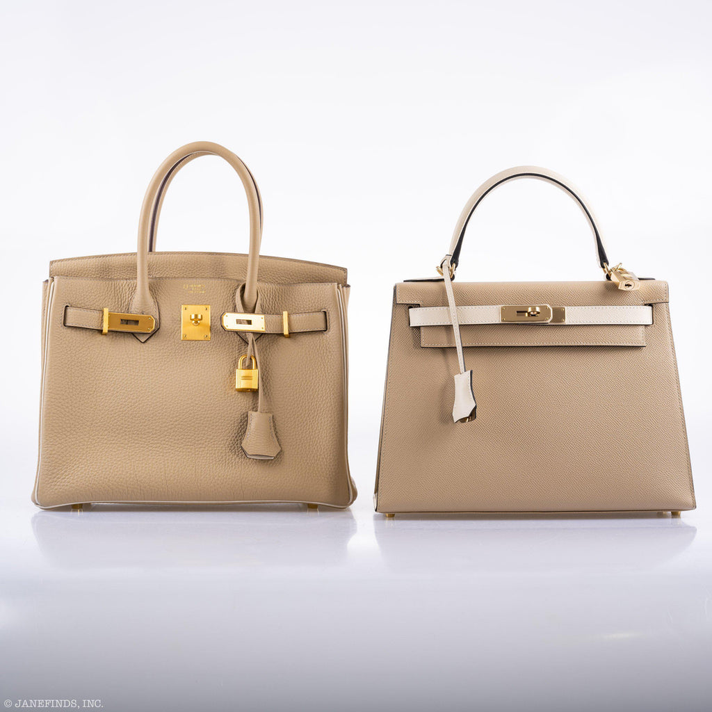 Hermes Birkin 30 HSS Trench & Craie Piping Togo Brushed Gold Hardware - 2016, X - Exclusu