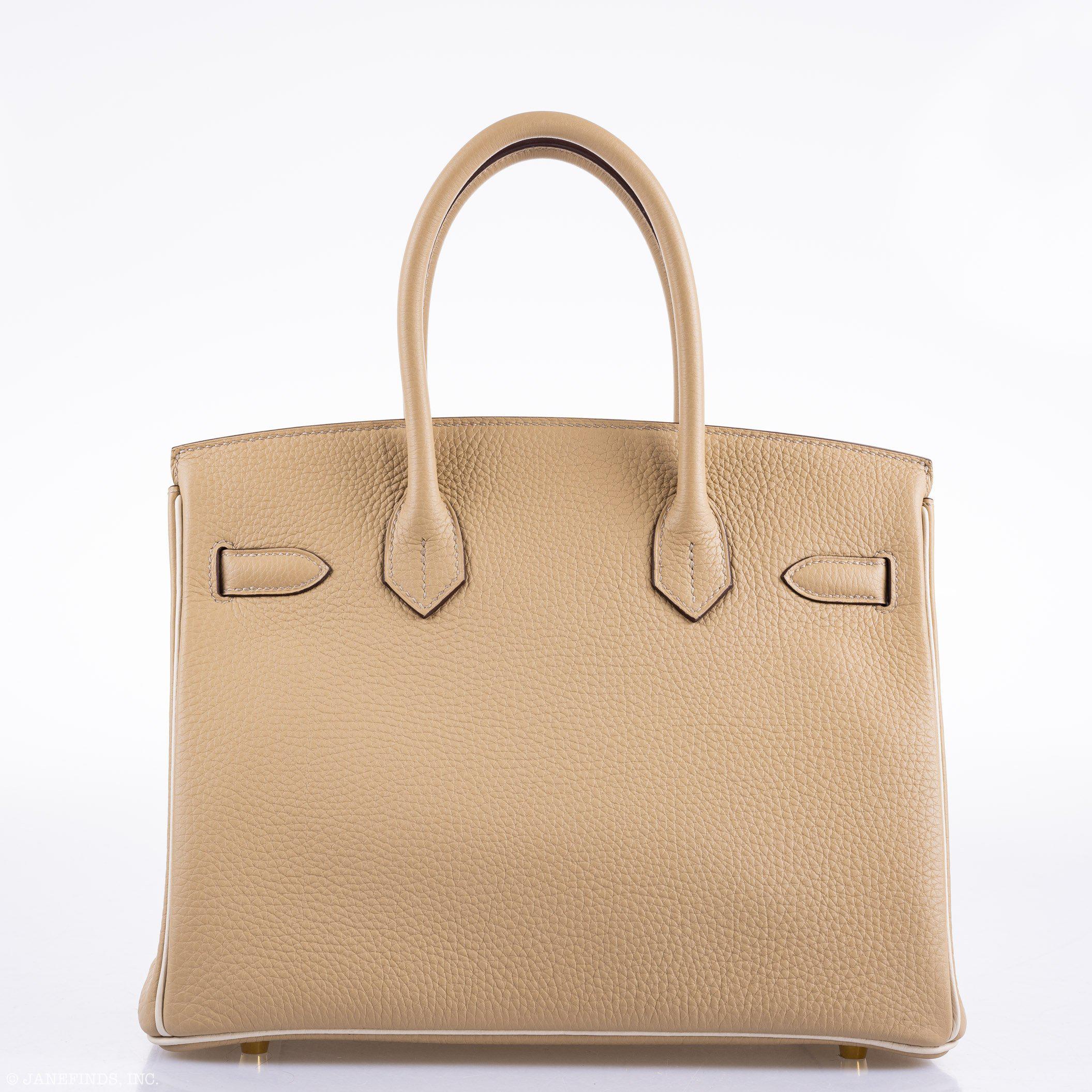 Hermes Birkin 30 HSS Trench & Craie Piping Togo Brushed Gold Hardware - 2016, X - Exclusu