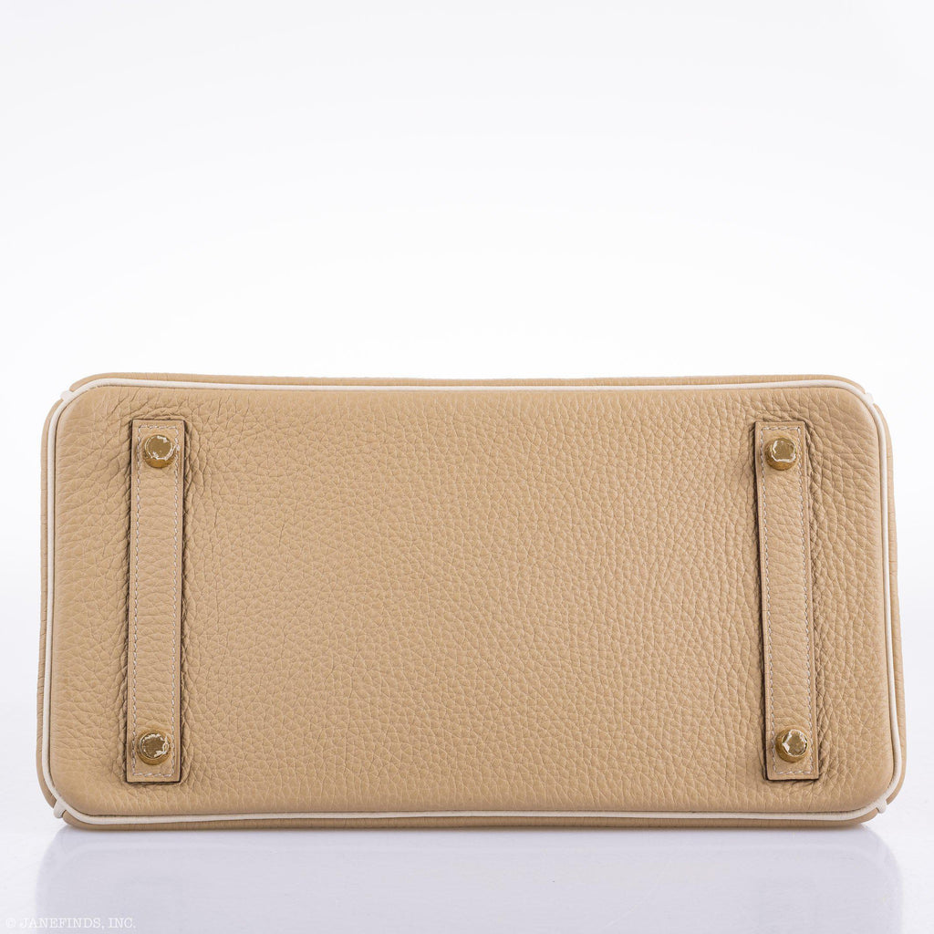 Hermes Birkin 30 HSS Trench & Craie Piping Togo Brushed Gold Hardware - 2016, X - Exclusu