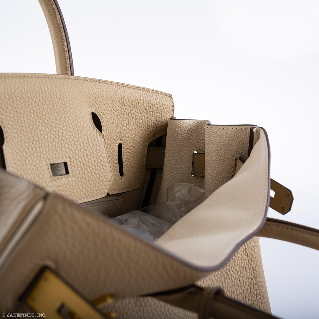 Hermes Birkin 30 HSS Trench & Craie Piping Togo Brushed Gold Hardware - 2016, X - Exclusu