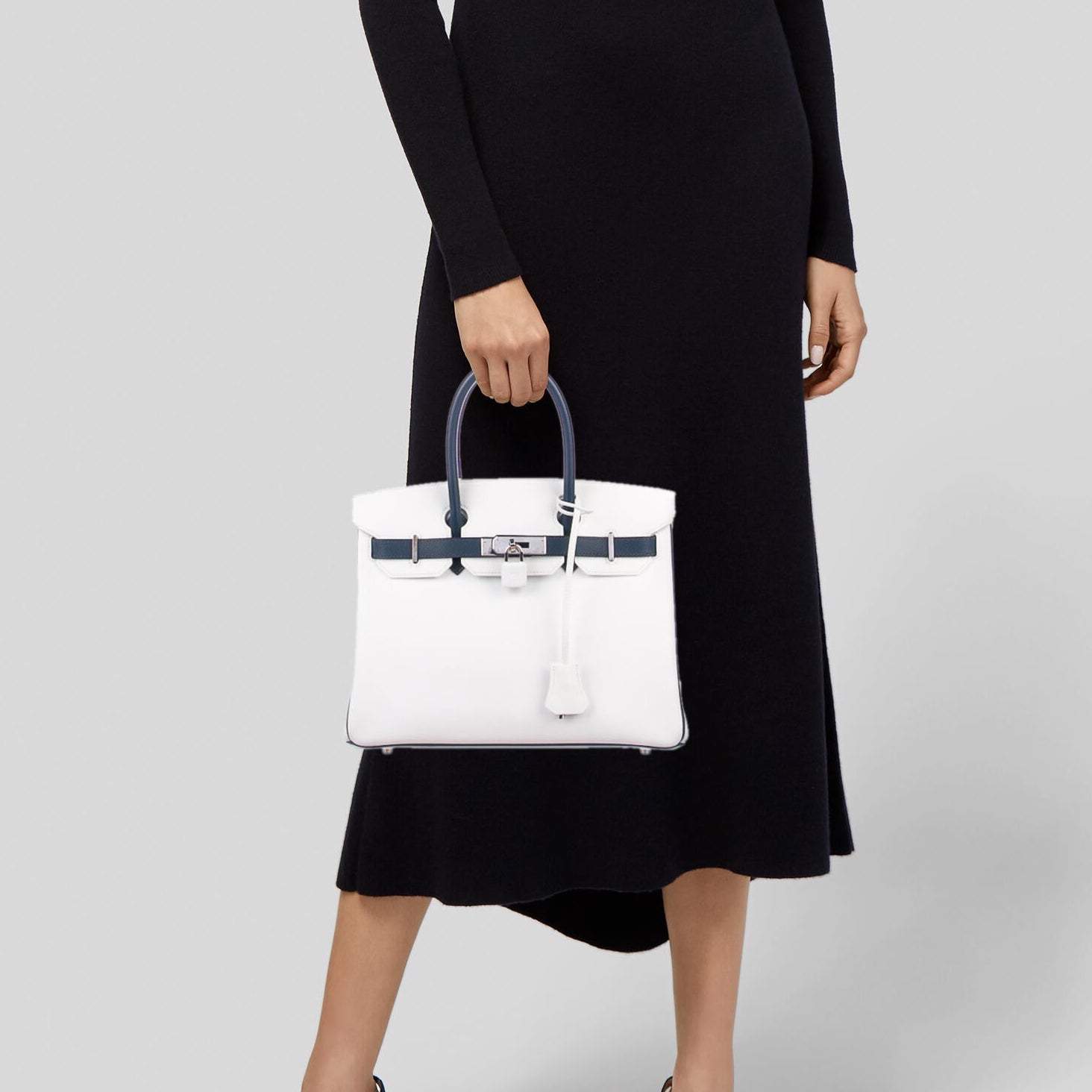 Hermes Birkin 30 HSS White & Blue Marine Epsom leather Palladium Hardware - 2011, O Square - Exclusu