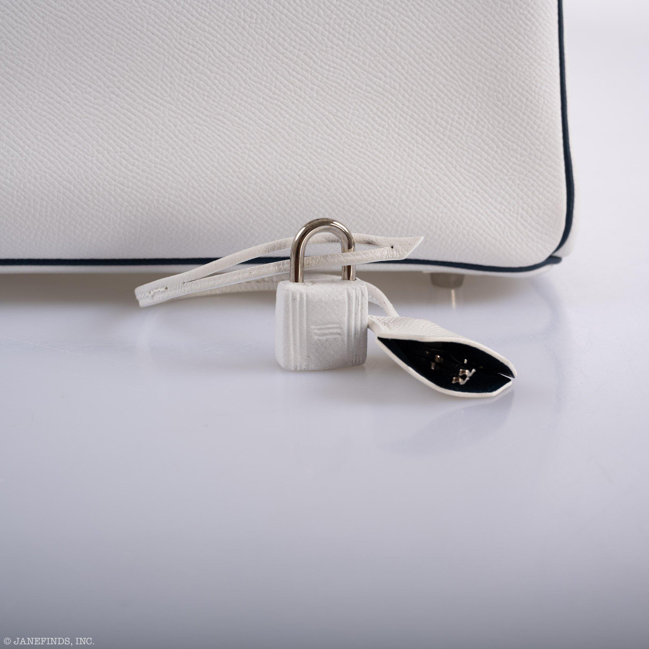 Hermes Birkin 30 HSS White & Blue Marine Epsom leather Palladium Hardware - 2011, O Square - Exclusu