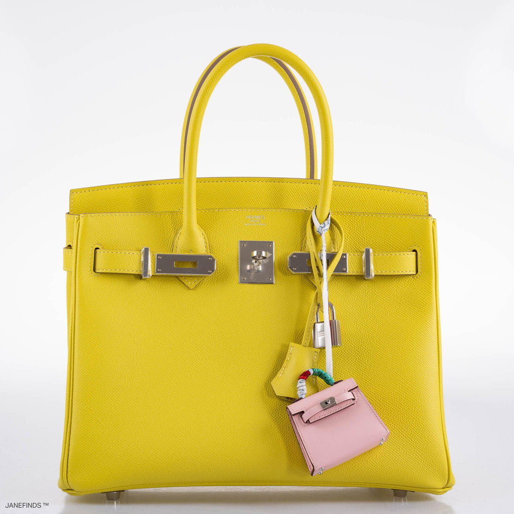 Hermes Birkin 30 Lime Epsom with Palladium Hardware - 2019, D - Exclusu