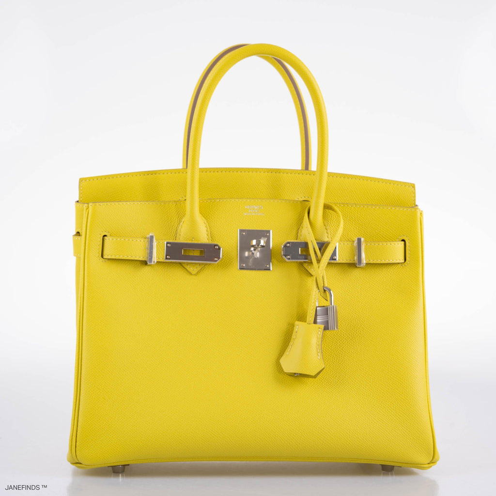 Hermes Birkin 30 Lime Epsom with Palladium Hardware - 2019, D - Exclusu