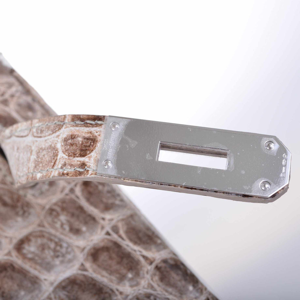 Hermes Birkin 30 Matte Himalayan Niloticus Crocodile with Diamonds & White Gold Hardware - Exclusu