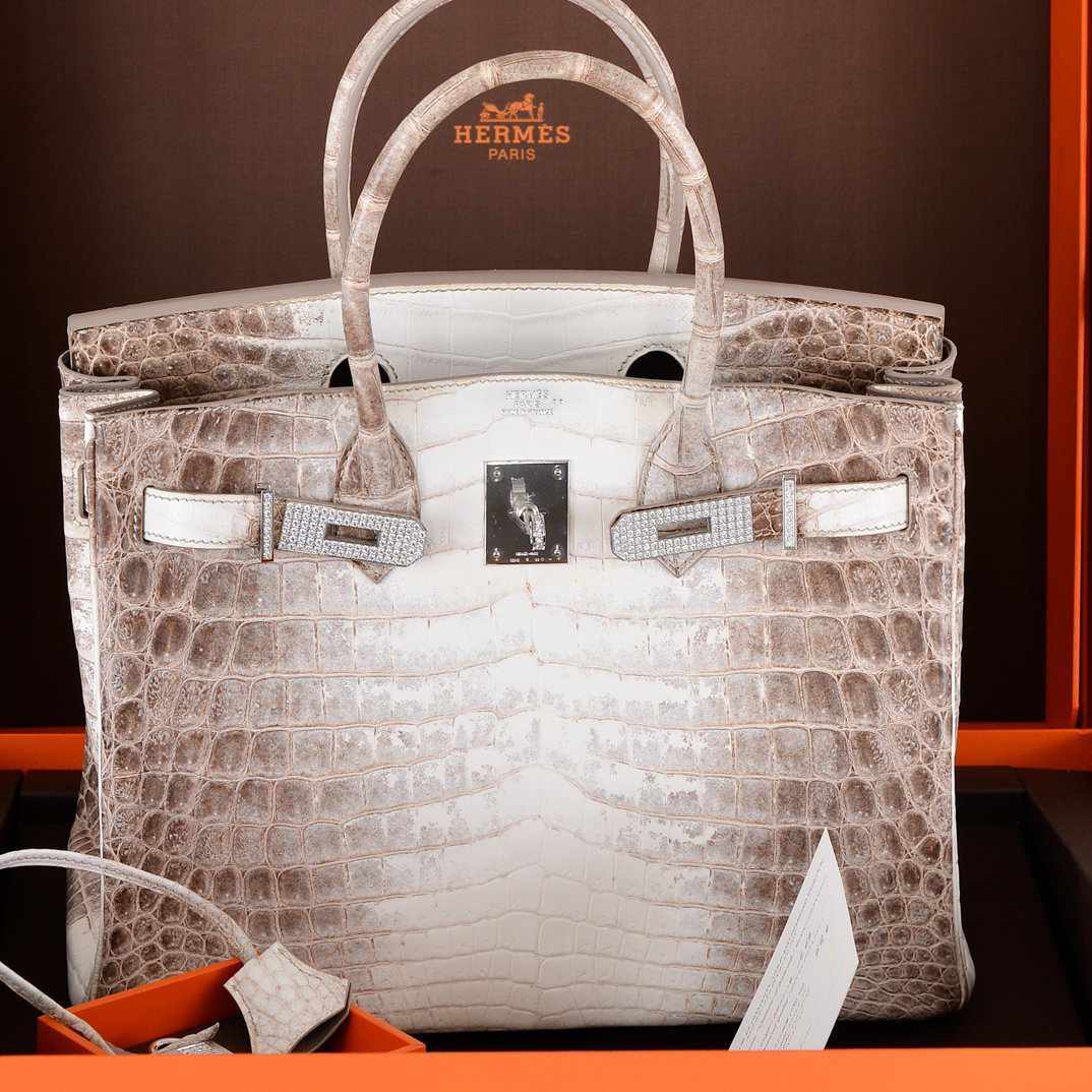Hermes Birkin 30 Matte Himalayan Niloticus Crocodile with Diamonds & White Gold Hardware - Exclusu