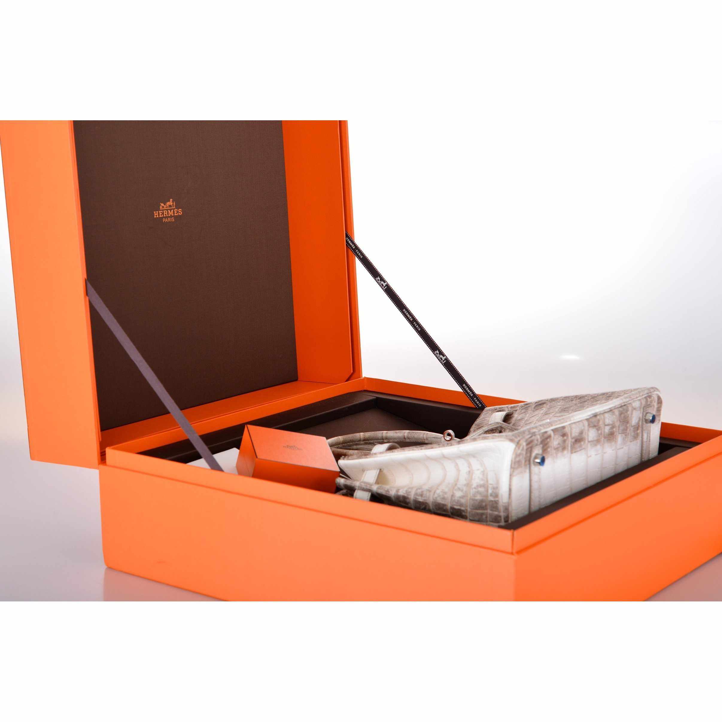 Hermes Birkin 30 Matte Himalayan Niloticus Crocodile with Diamonds & White Gold Hardware - Exclusu