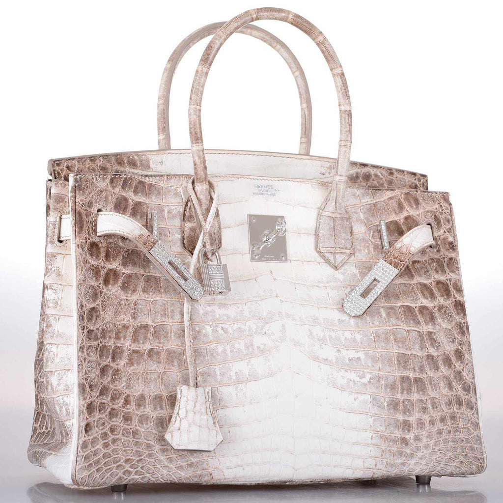 Hermes Birkin 30 Matte Himalayan Niloticus Crocodile with Diamonds & White Gold Hardware - Exclusu