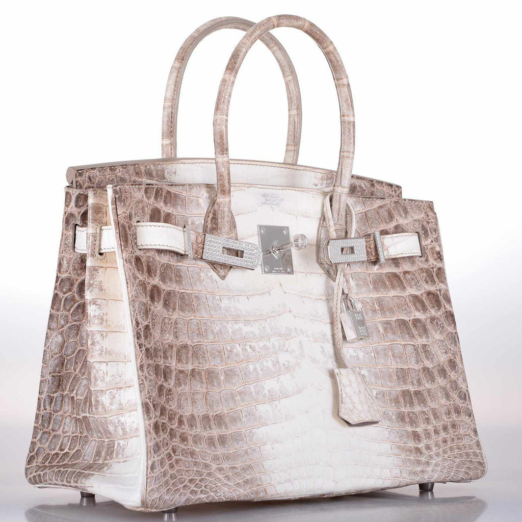 Hermes Birkin 30 Matte Himalayan Niloticus Crocodile with Diamonds & White Gold Hardware - Exclusu