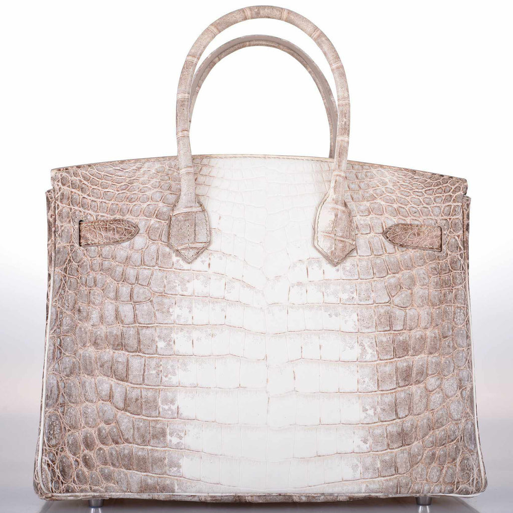 Hermes Birkin 30 Matte Himalayan Niloticus Crocodile with Diamonds & White Gold Hardware - Exclusu