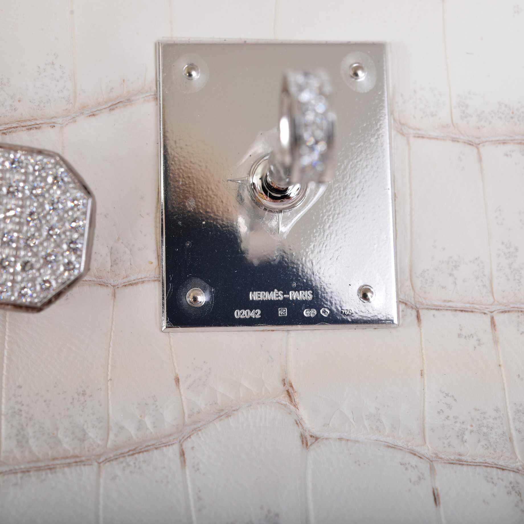 Hermes Birkin 30 Matte Himalayan Niloticus Crocodile with Diamonds & White Gold Hardware - Exclusu