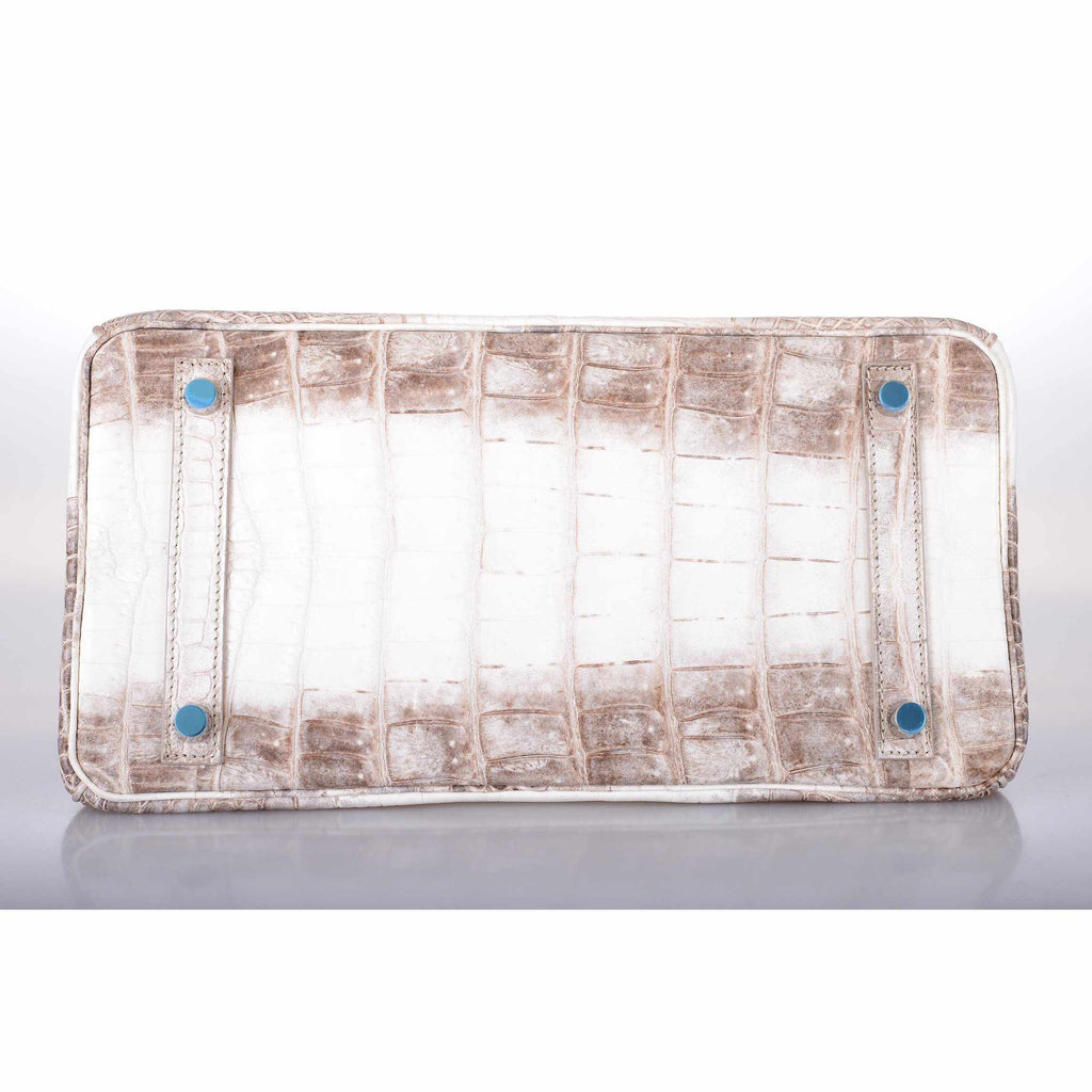 Hermes Birkin 30 Matte Himalayan Niloticus Crocodile with Diamonds & White Gold Hardware - Exclusu