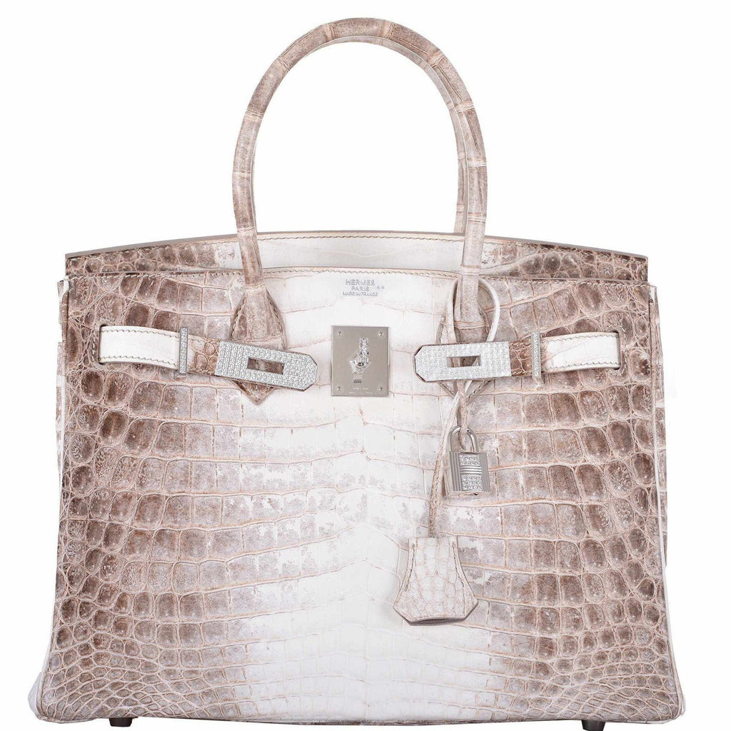 Hermes Birkin 30 Matte Himalayan Niloticus Crocodile with Diamonds & White Gold Hardware - Exclusu