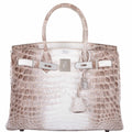 Hermes Birkin 30 Matte Himalayan Niloticus Crocodile with Diamonds & White Gold Hardware - Exclusu