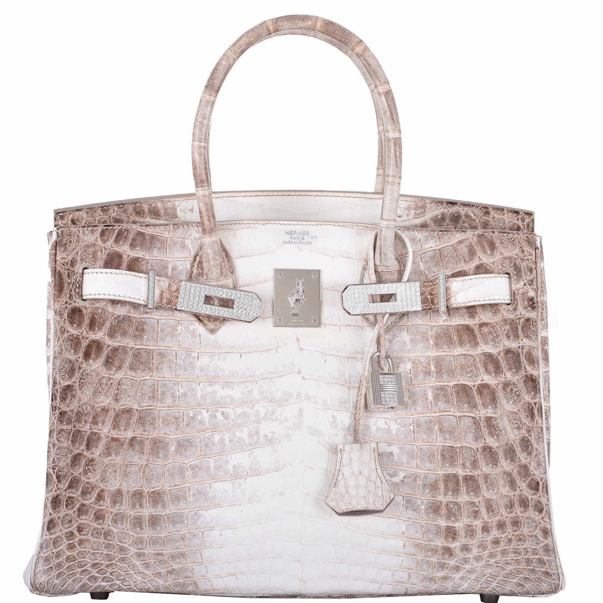 Hermes Birkin 30 Matte Himalayan Niloticus Crocodile with Diamonds & White Gold Hardware - Exclusu