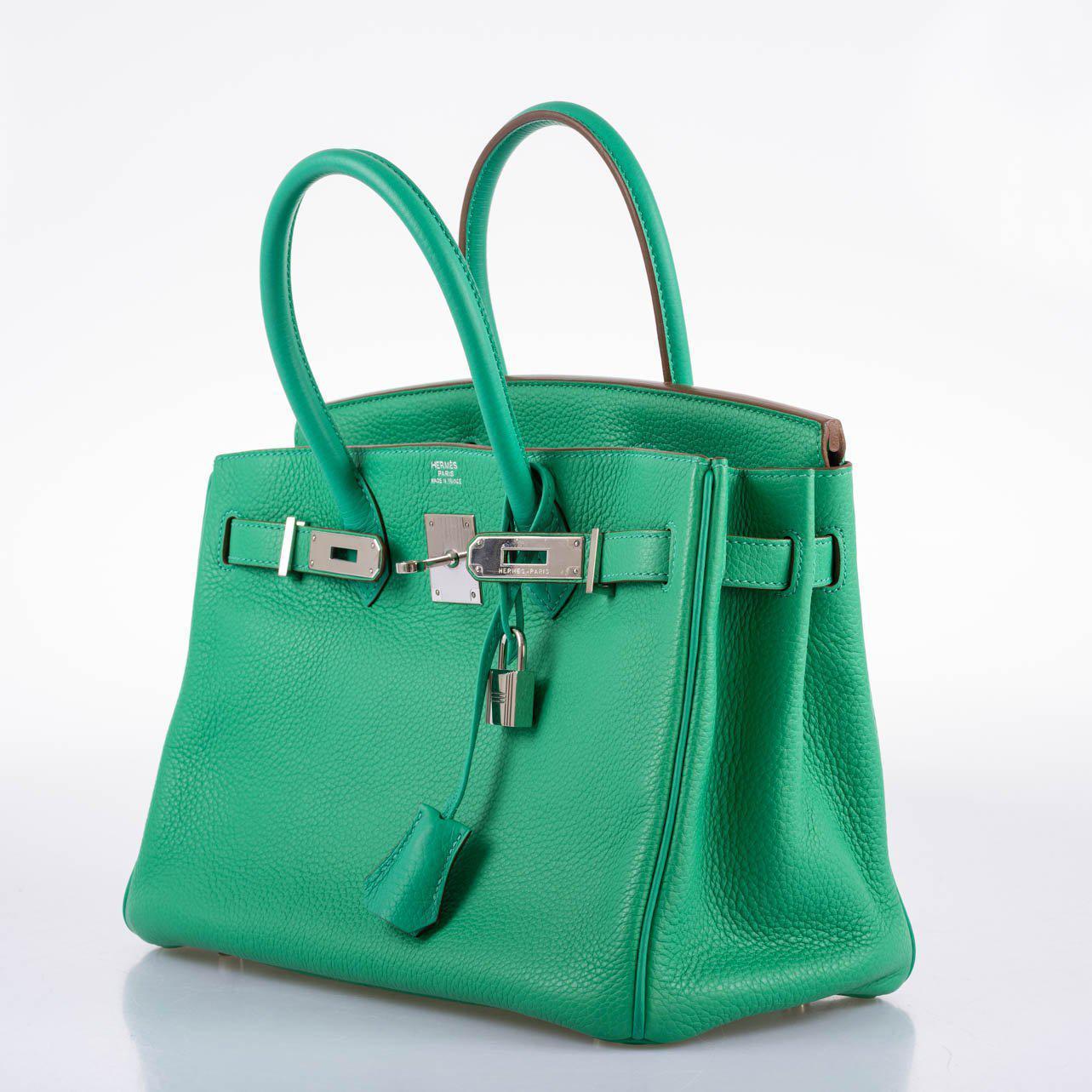 Hermes Birkin 30 Menthe Clemence with Palladium Hardware - 2012, P Square - Exclusu