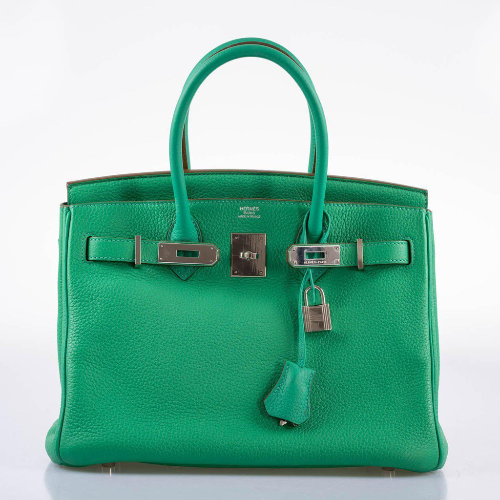 Hermes Birkin 30 Menthe Clemence with Palladium Hardware - 2012, P Square - Exclusu