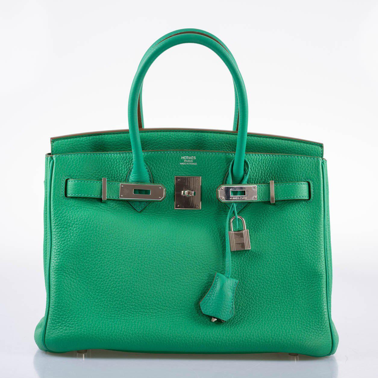 Hermes Birkin 30 Menthe Clemence with Palladium Hardware - 2012, P Square - Exclusu