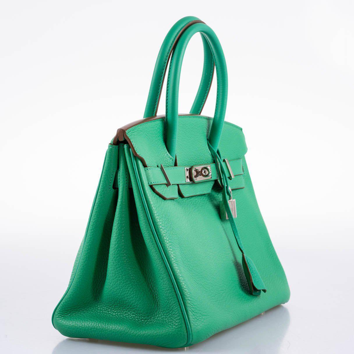 Hermes Birkin 30 Menthe Clemence with Palladium Hardware - 2012, P Square - Exclusu
