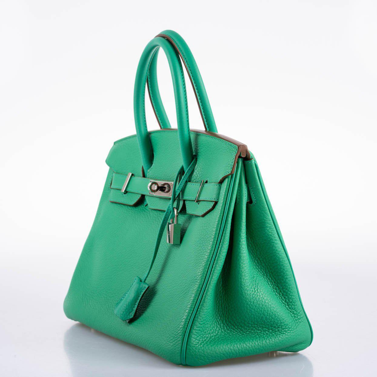 Hermes Birkin 30 Menthe Clemence with Palladium Hardware - 2012, P Square - Exclusu