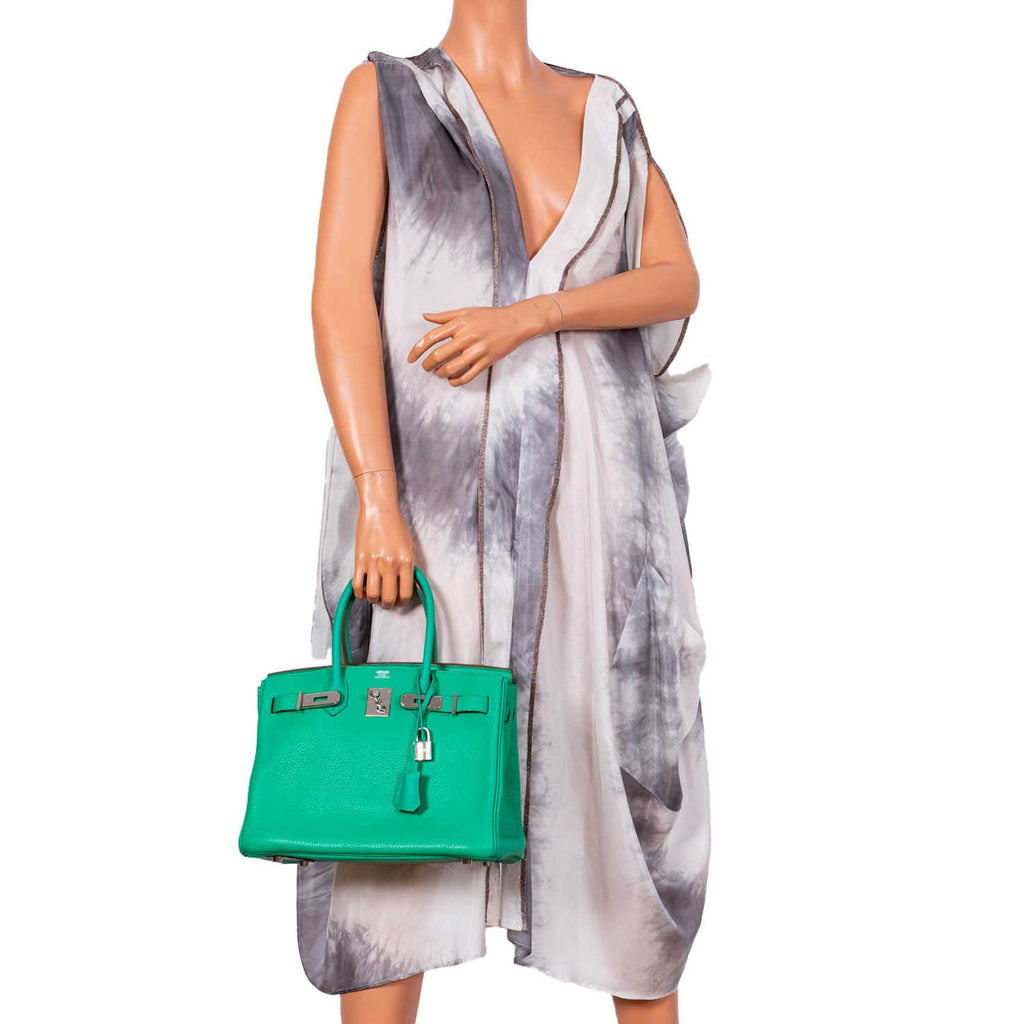 Hermes Birkin 30 Menthe Clemence with Palladium Hardware - 2012, P Square - Exclusu