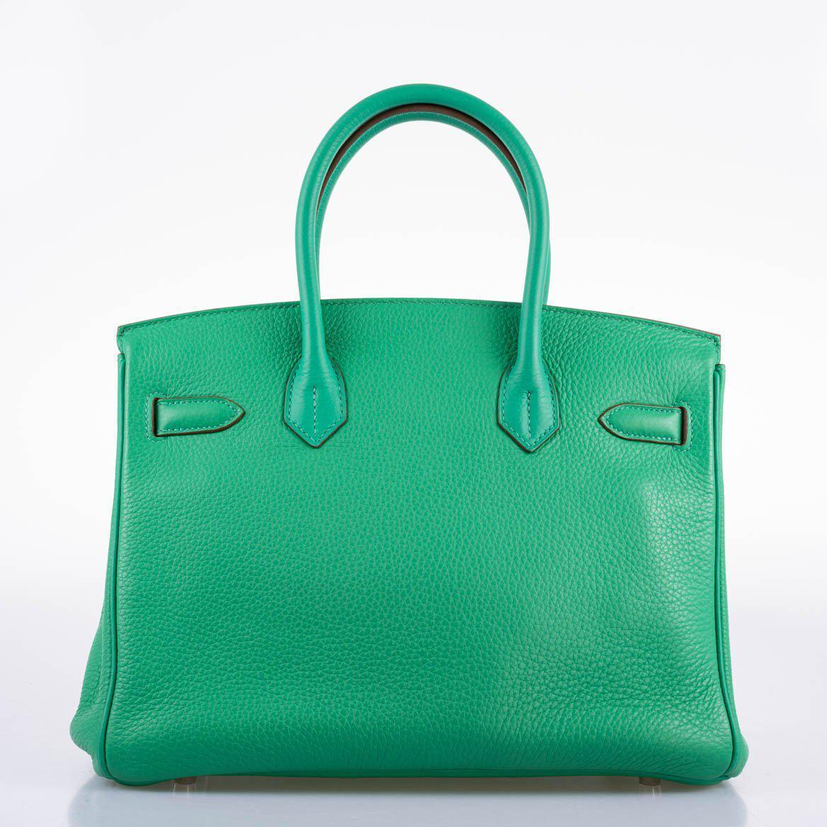 Hermes Birkin 30 Menthe Clemence with Palladium Hardware - 2012, P Square - Exclusu