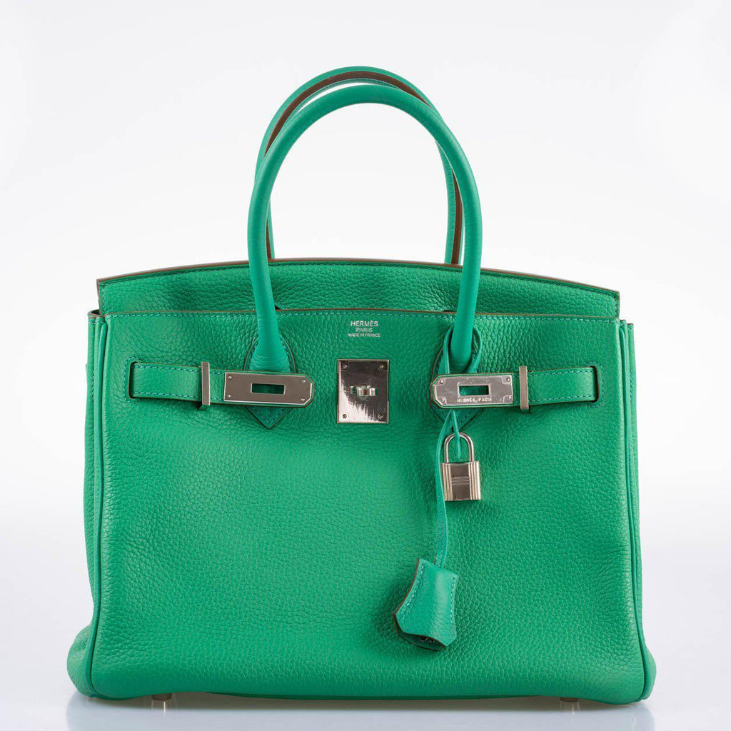 Hermes Birkin 30 Menthe Clemence with Palladium Hardware - 2012, P Square - Exclusu