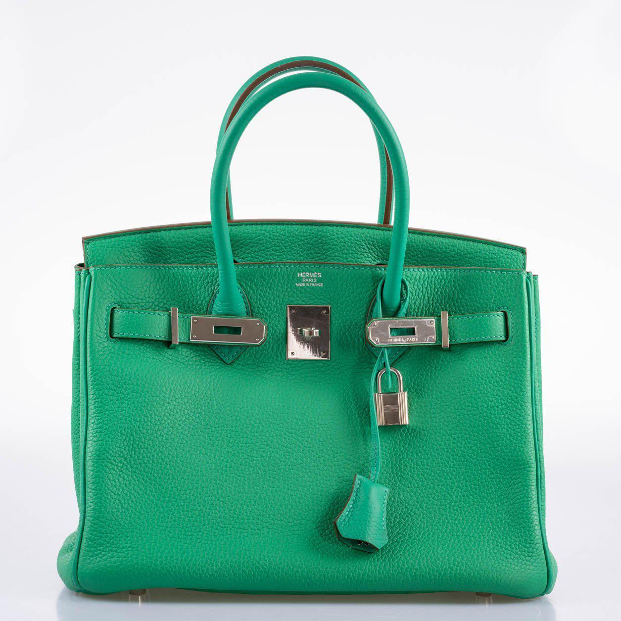 Hermes Birkin 30 Menthe Clemence with Palladium Hardware - 2012, P Square - Exclusu