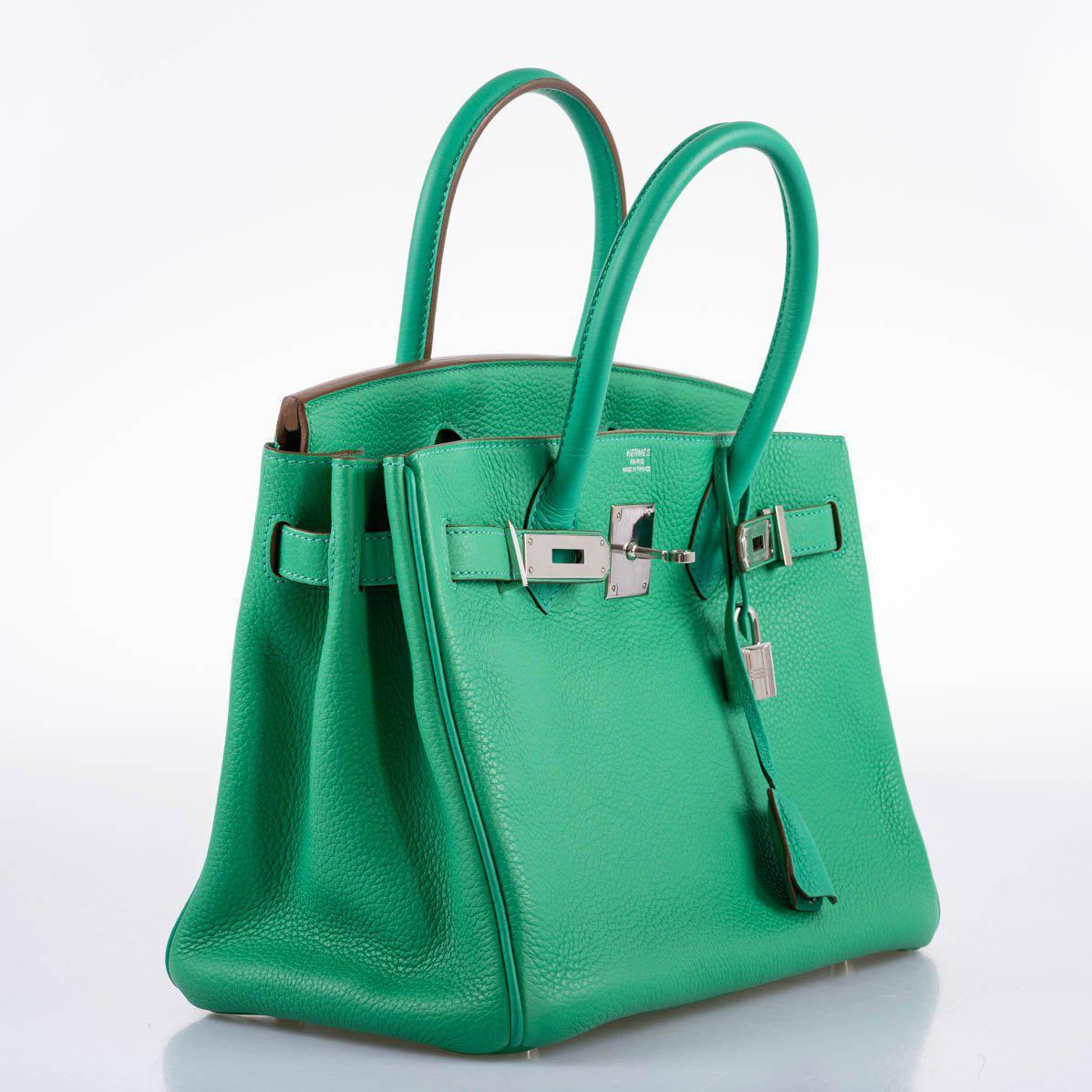 Hermes Birkin 30 Menthe Clemence with Palladium Hardware - 2012, P Square - Exclusu