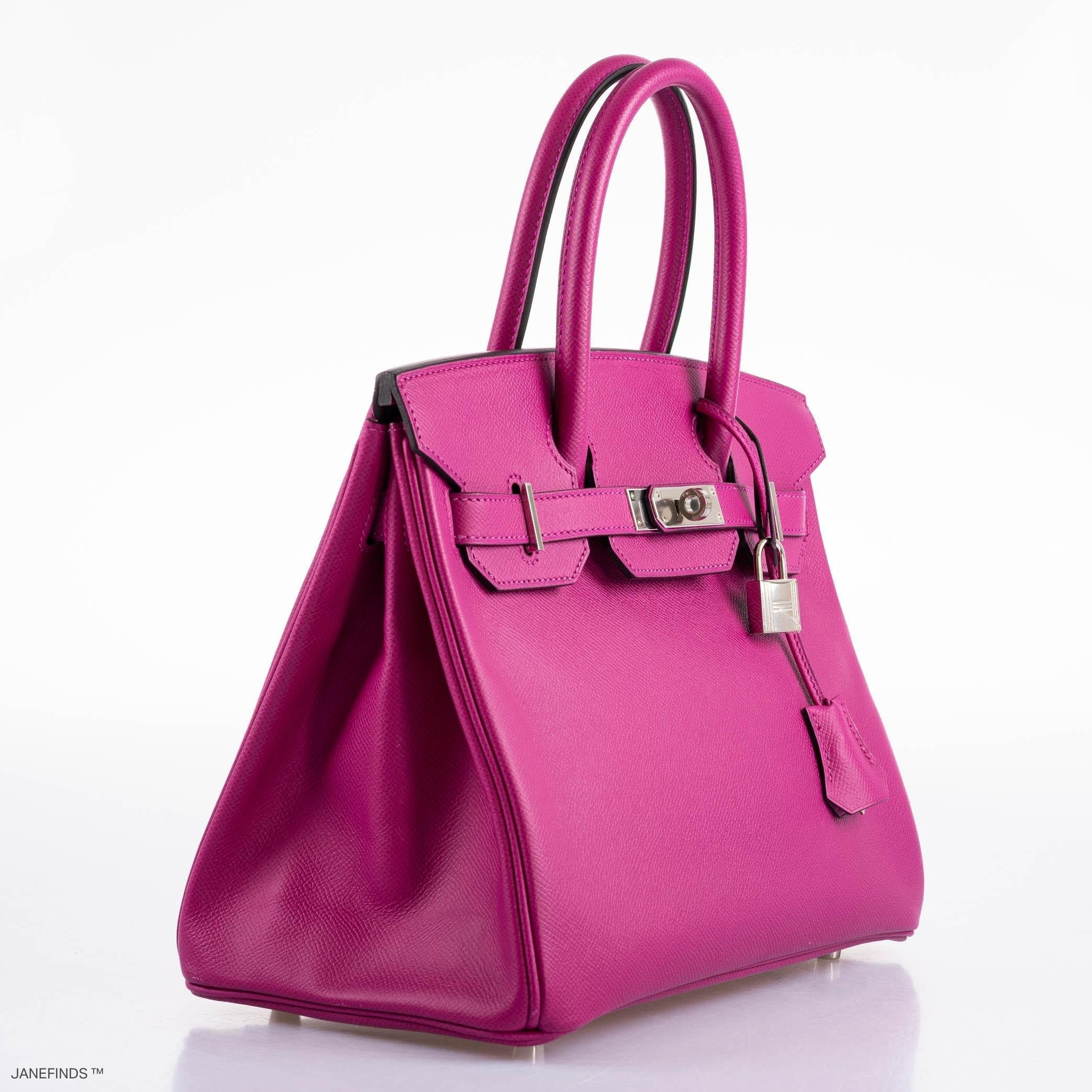 Hermes Birkin 30 Rose Pourpre Epsom with Palladium Hardware - 2018, C - Exclusu
