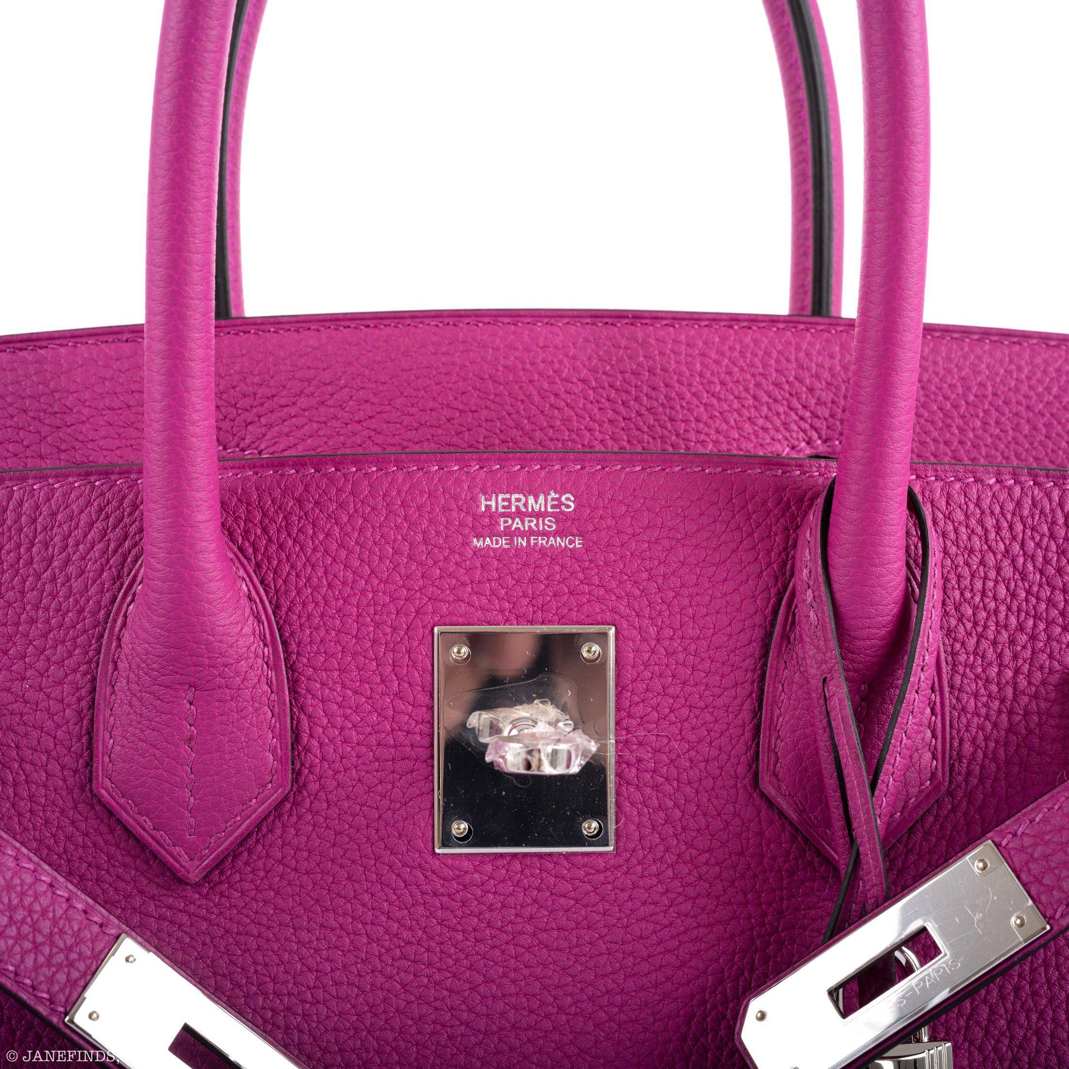 Hermes Birkin 30 Rose Pourpre Togo Palladium Hardware - 2020, Y - Exclusu