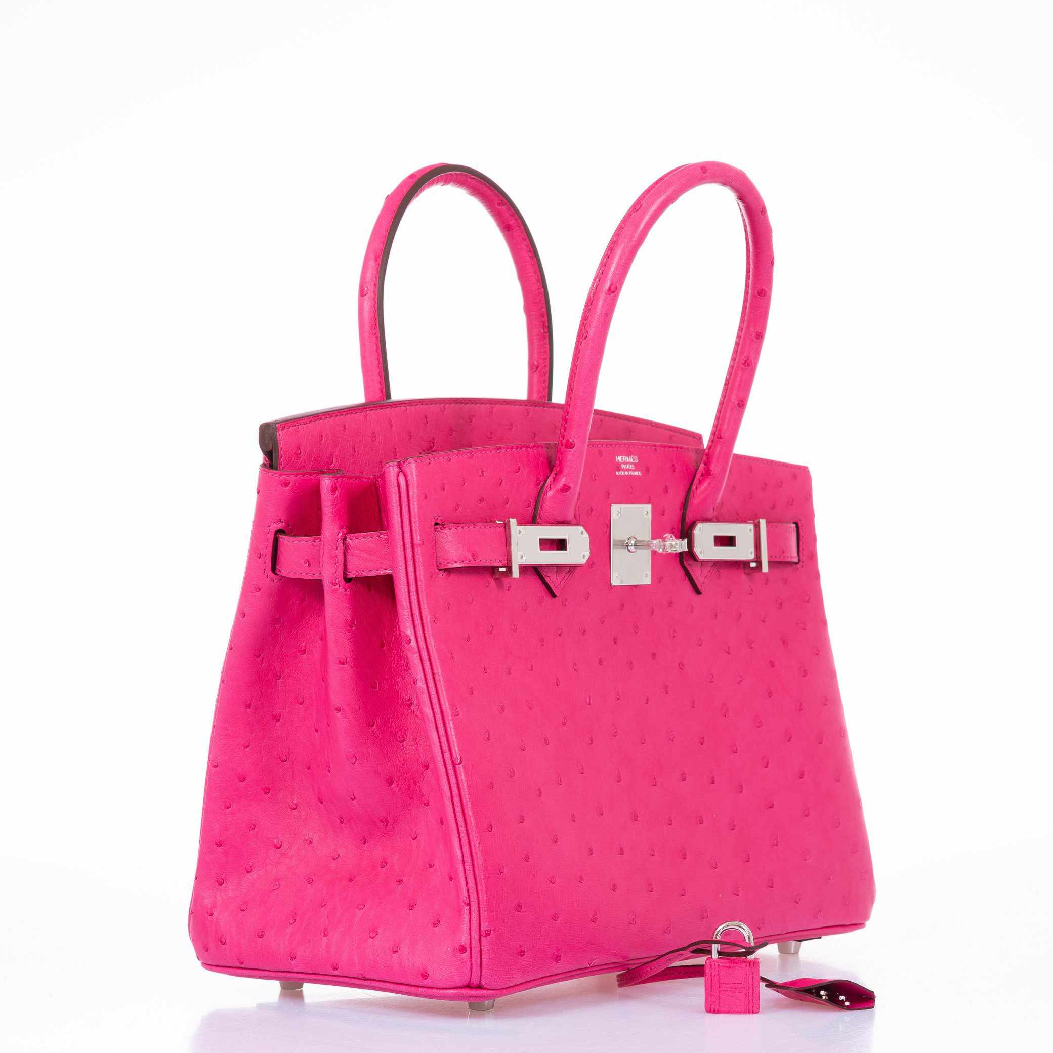 Hermes Birkin 30 Rose Tyrien Ostrich Palladium Hardware - 2020, Y - Exclusu