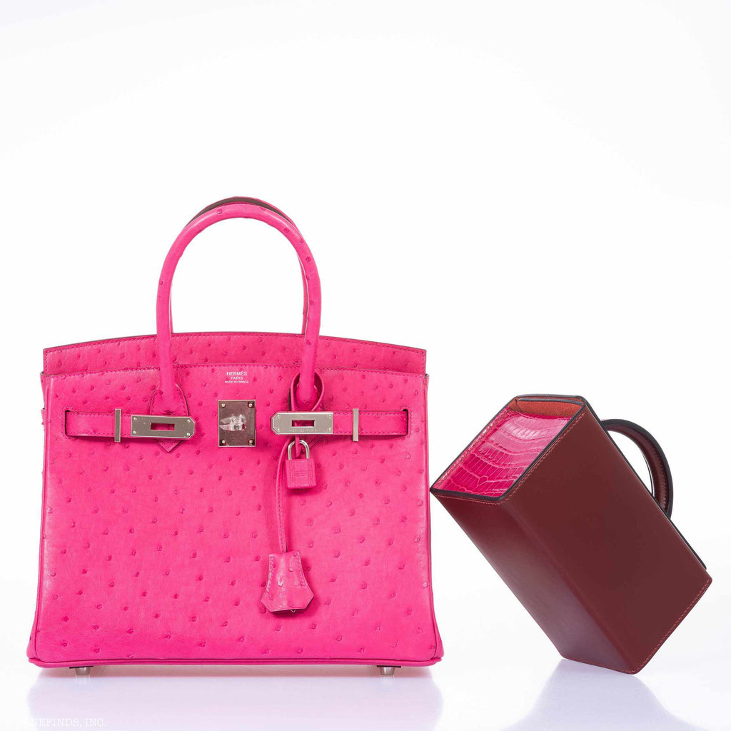 Hermes Birkin 30 Rose Tyrien Ostrich Palladium Hardware - 2020, Y - Exclusu