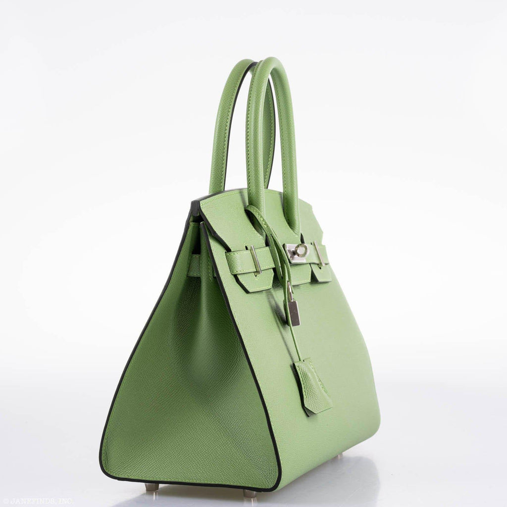 Hermes Birkin 30 Sellier Vert Criquet Madame Grain Palladium Hardware - 2020, Y - Exclusu