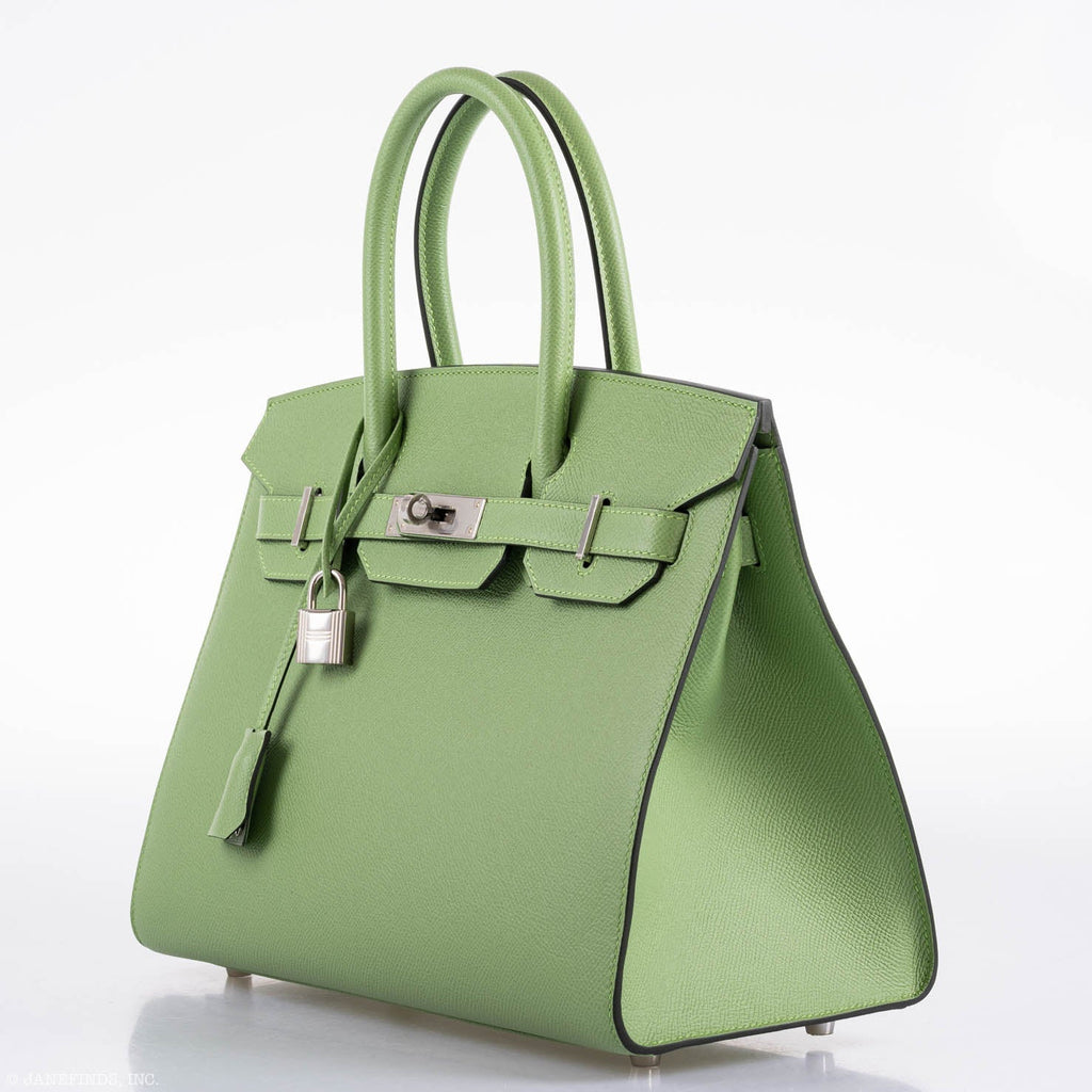 Hermes Birkin 30 Sellier Vert Criquet Madame Grain Palladium Hardware - 2020, Y - Exclusu