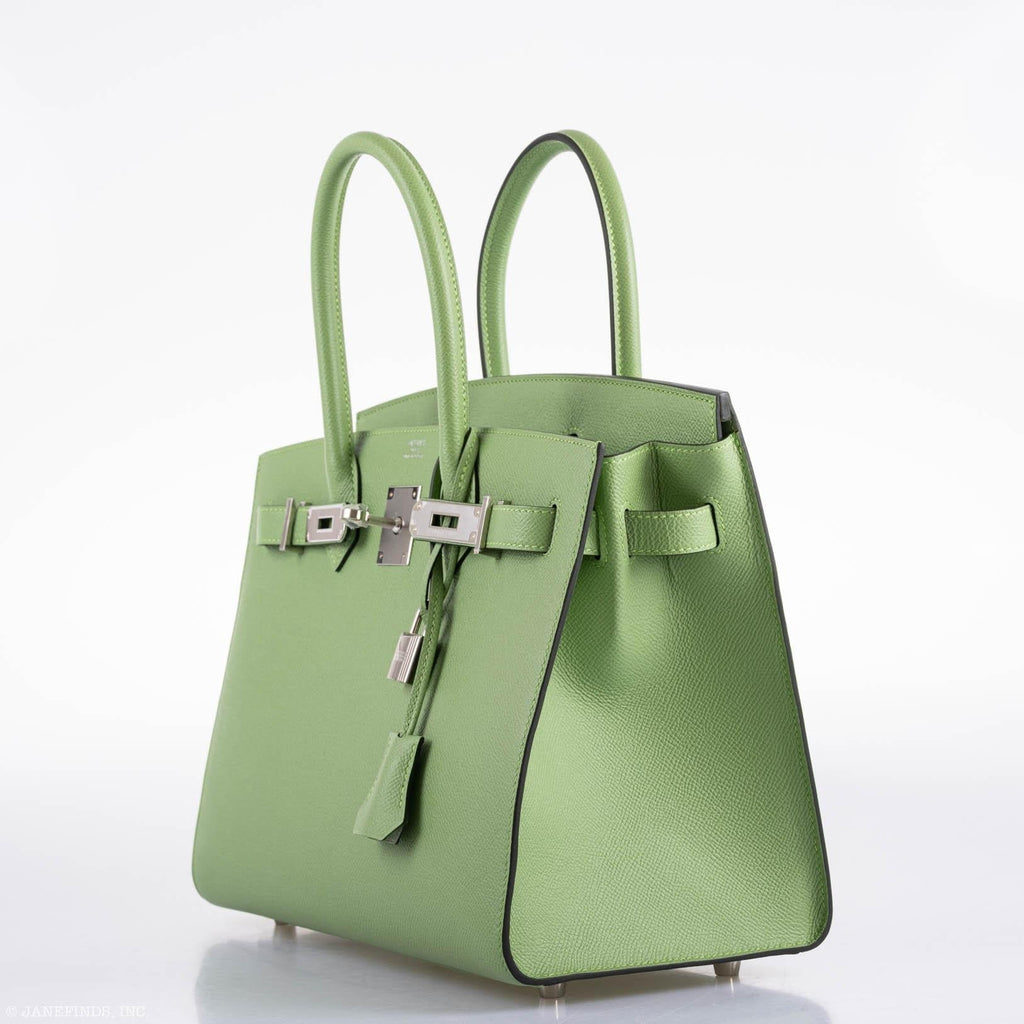 Hermes Birkin 30 Sellier Vert Criquet Madame Grain Palladium Hardware - 2020, Y - Exclusu