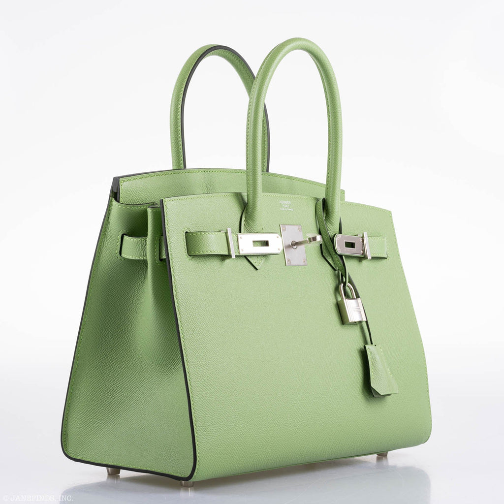 Hermes Birkin 30 Sellier Vert Criquet Madame Grain Palladium Hardware - 2020, Y - Exclusu