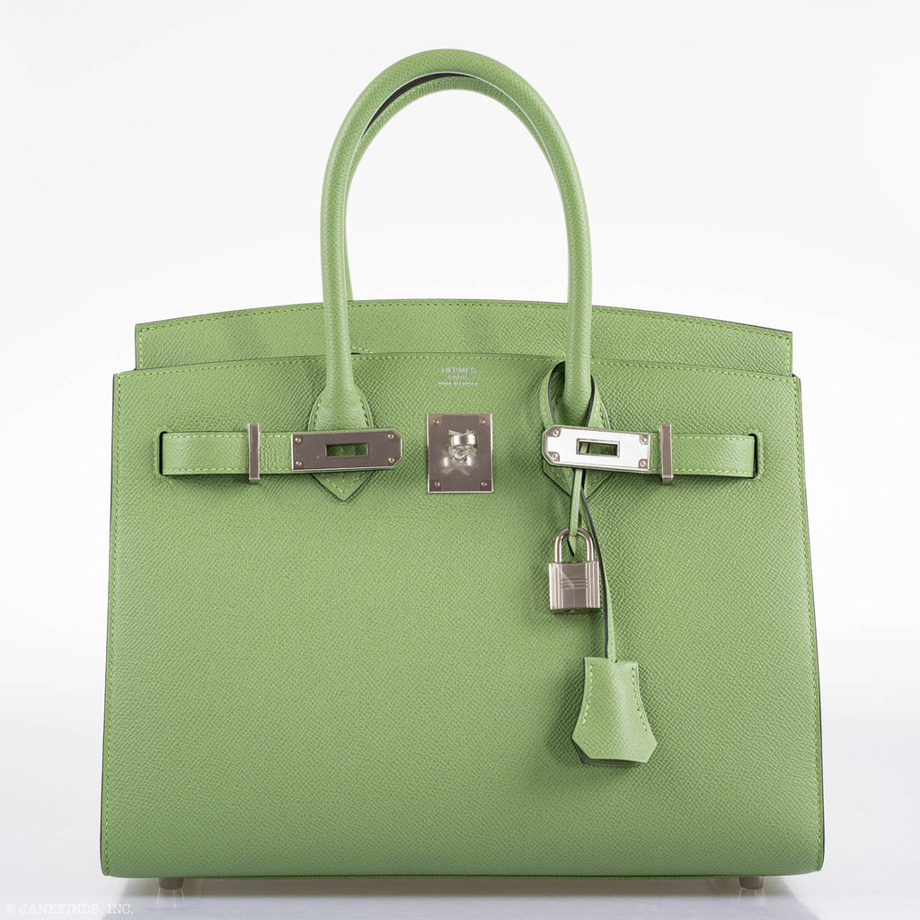 Hermes Birkin 30 Sellier Vert Criquet Madame Grain Palladium Hardware - 2020, Y - Exclusu