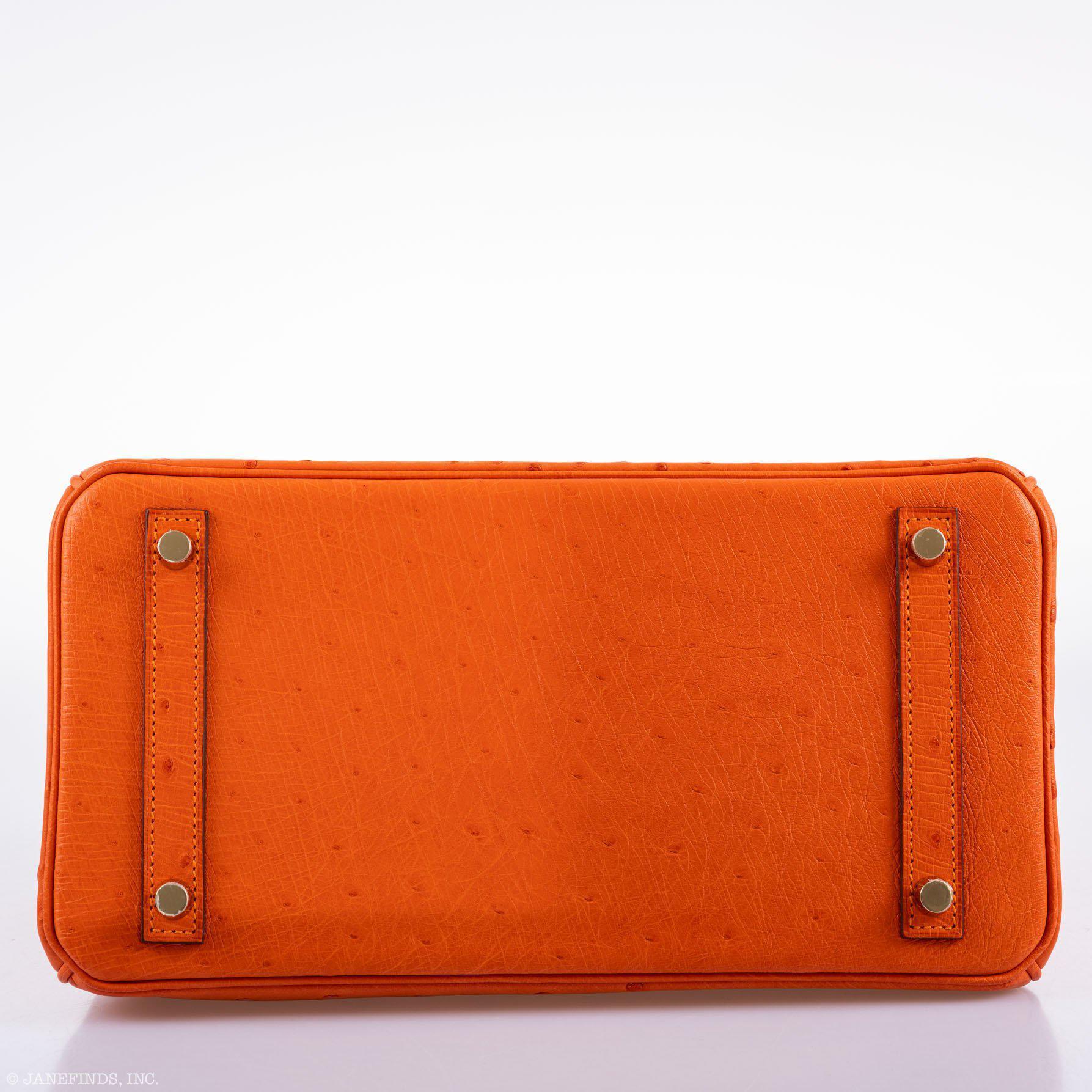 Hermes Birkin 30 Tangerine Ostrich with Gold Hardware - 2016, X - Exclusu
