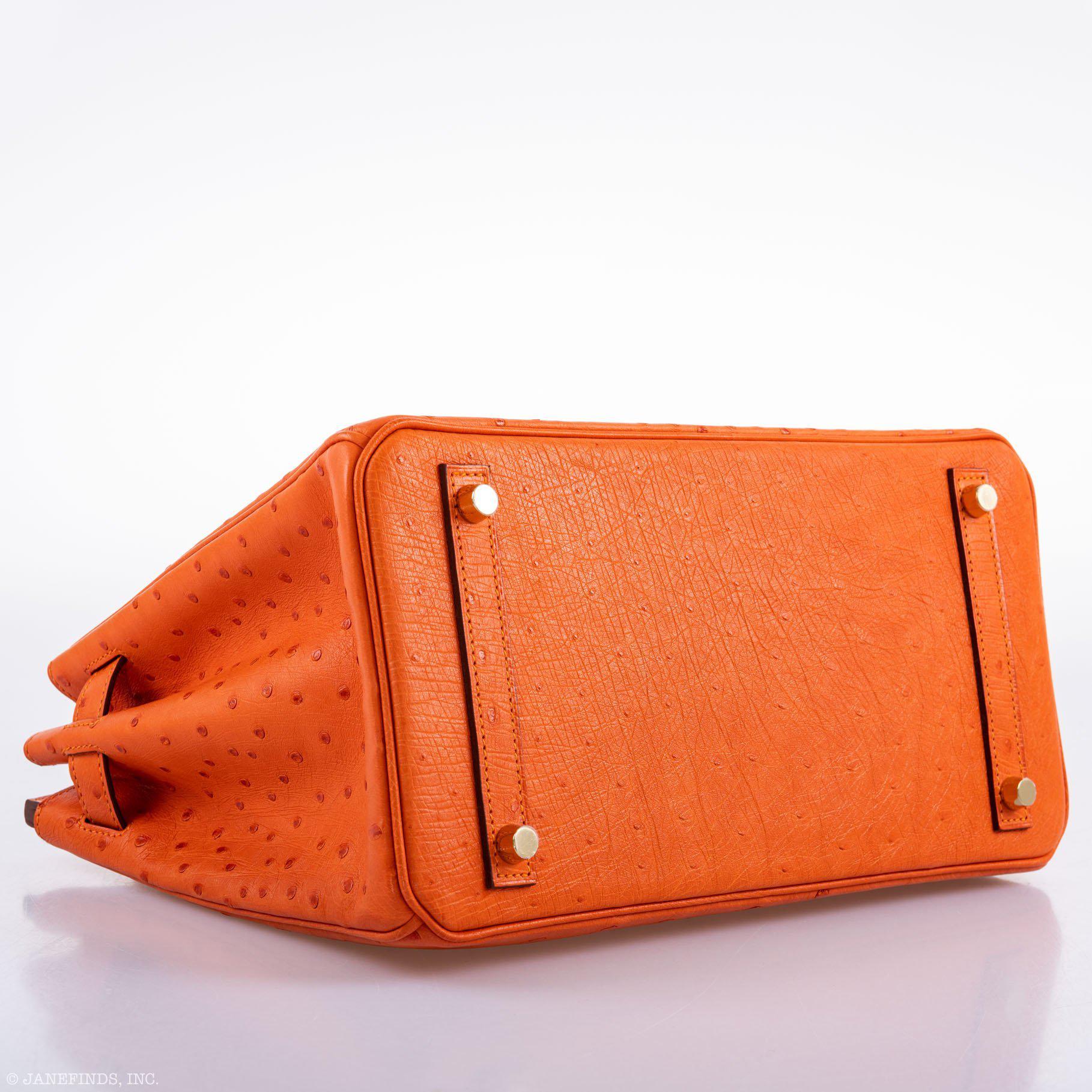Hermes Birkin 30 Tangerine Ostrich with Gold Hardware - 2016, X - Exclusu