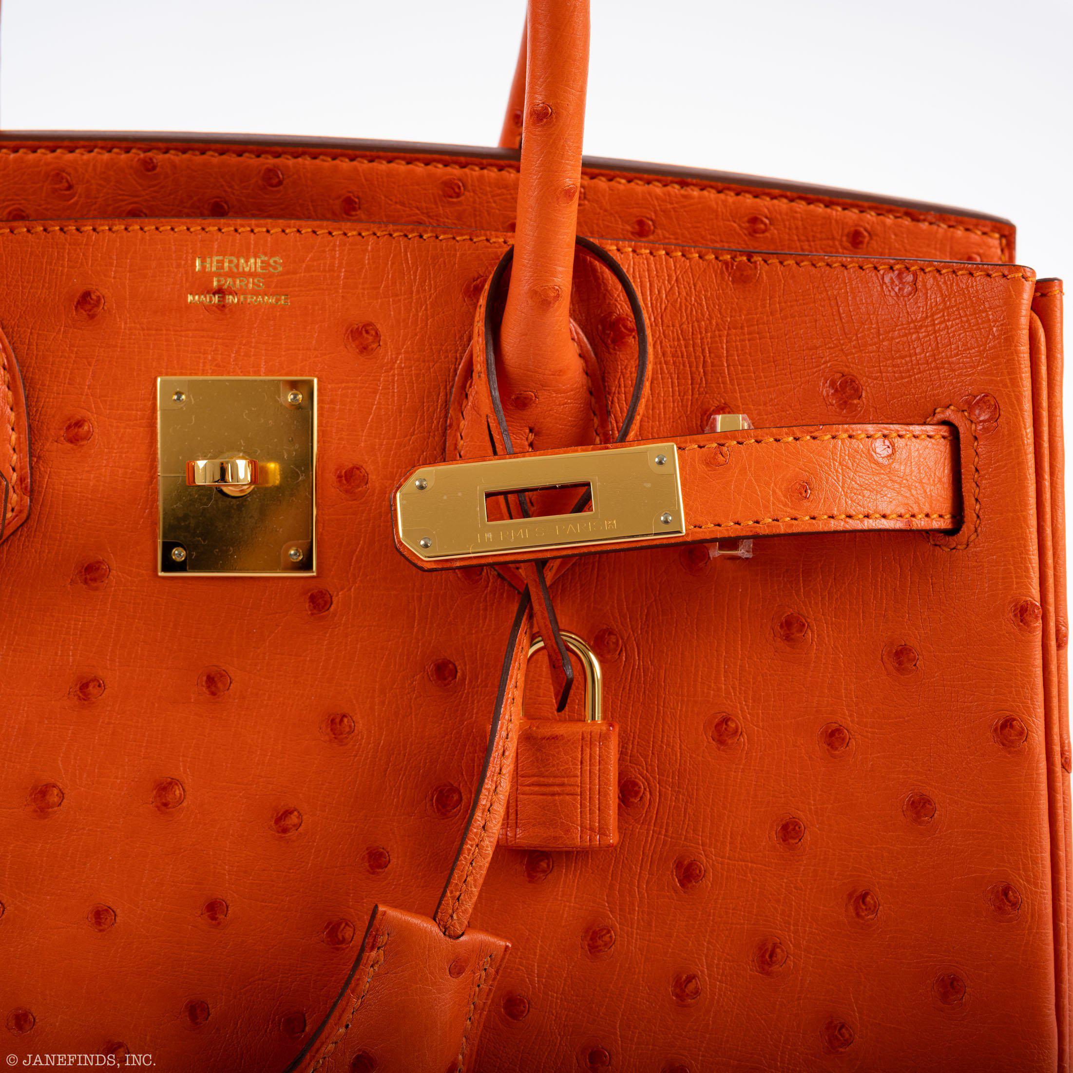 Hermes Birkin 30 Tangerine Ostrich with Gold Hardware - 2016, X - Exclusu