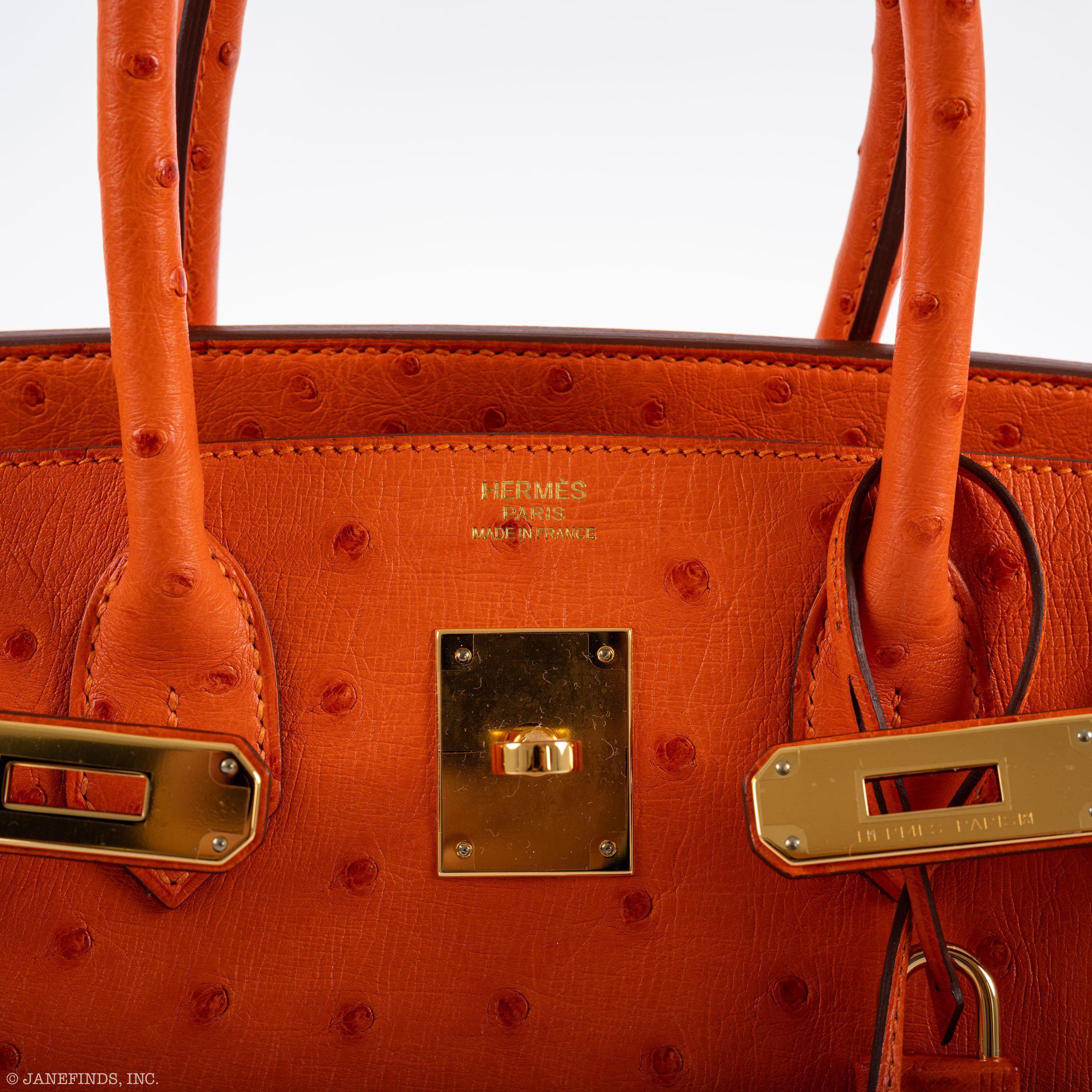 Hermes Birkin 30 Tangerine Ostrich with Gold Hardware - 2016, X - Exclusu