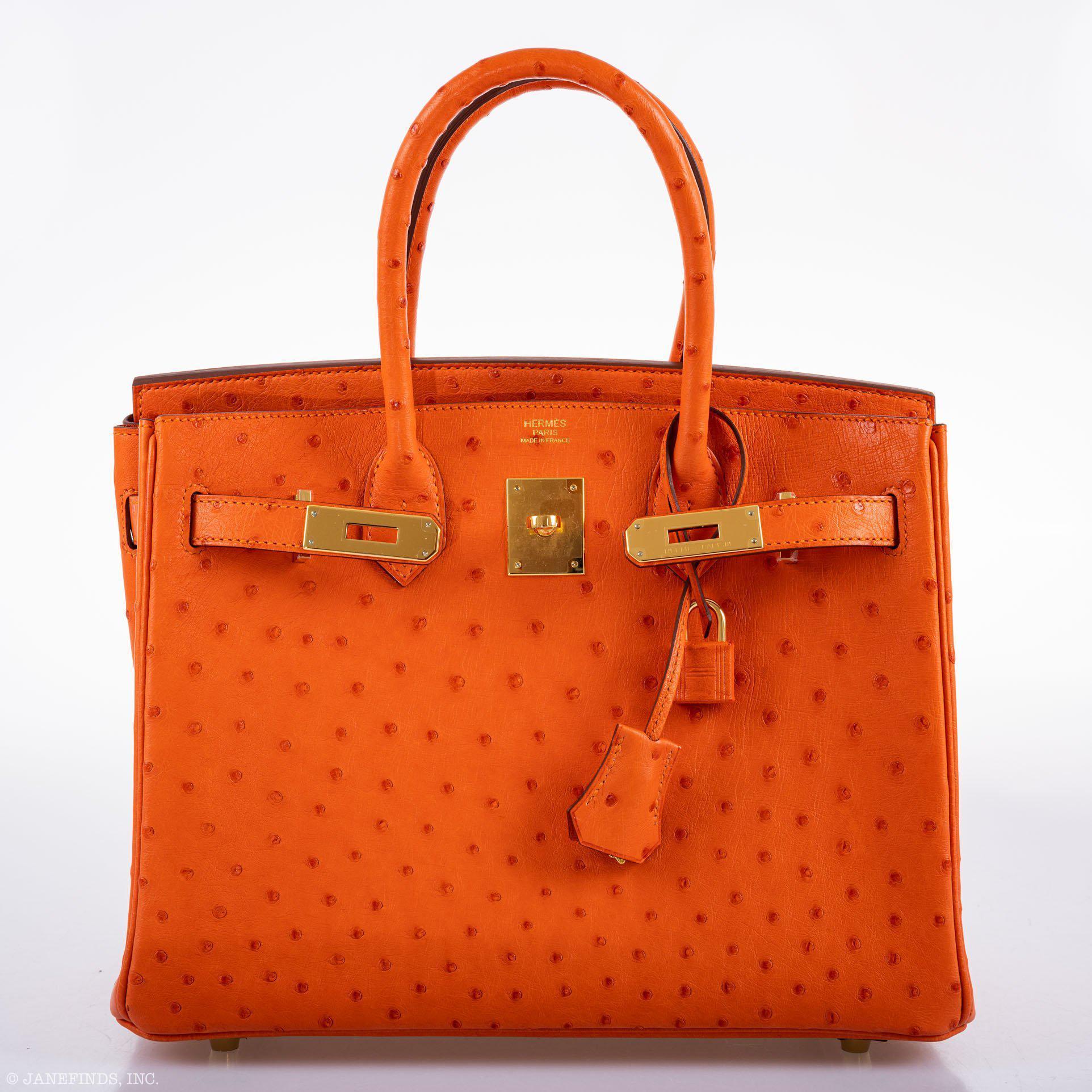 Hermes Birkin 30 Tangerine Ostrich with Gold Hardware - 2016, X - Exclusu