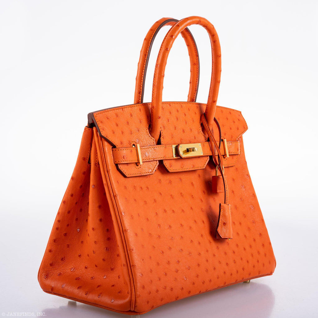 Hermes Birkin 30 Tangerine Ostrich with Gold Hardware - 2016, X - Exclusu