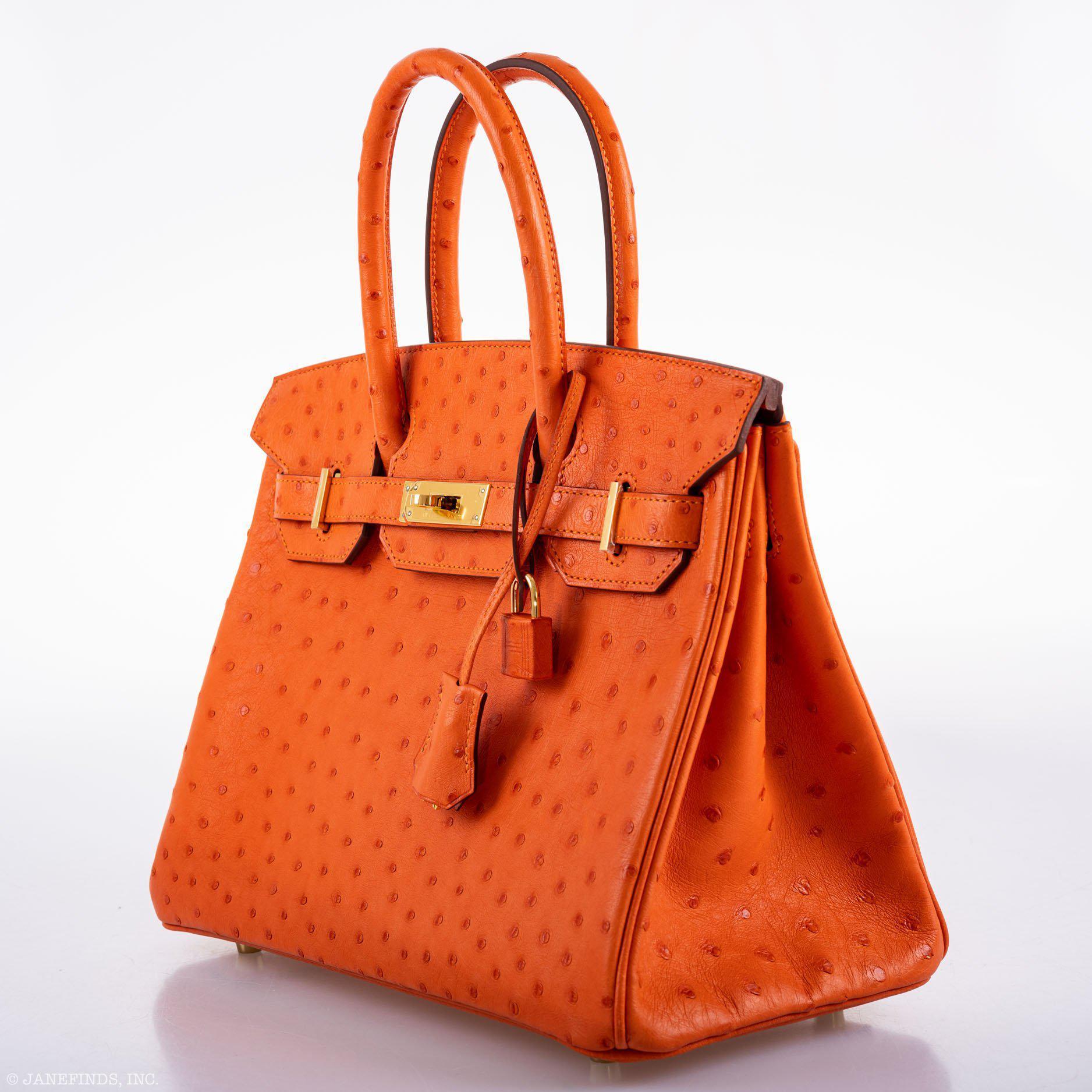 Hermes Birkin 30 Tangerine Ostrich with Gold Hardware - 2016, X - Exclusu